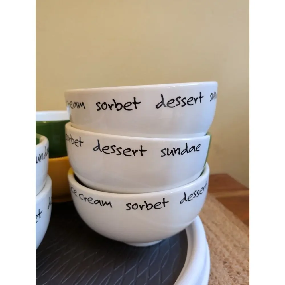 Vtg Pier 1 One Italie Sorbet Dessert Sundae Ice Cream Bowl Made Italy Set Of 7